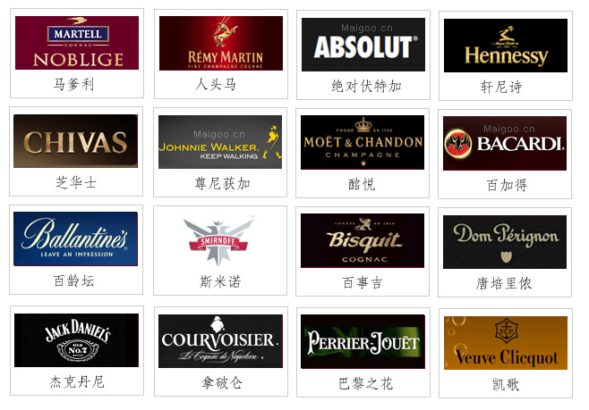 全球最著名的酒品牌商标标志大全