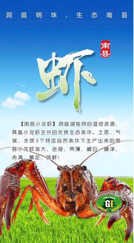 湖南省南县小龙虾获国家地理标志证明商标和保护产品