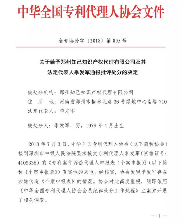 6家知识产权代理公司因不正当竞争等被通报批评（处分决定书全文）