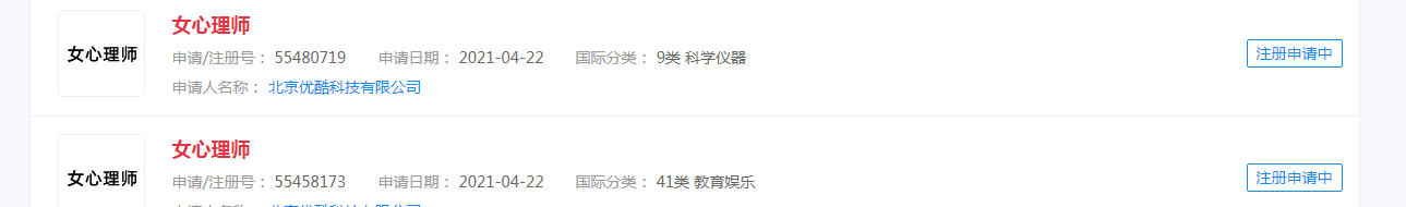   #女心理师哪个单元看到你自己#女心理师商标分类涉及教育类和科学仪器