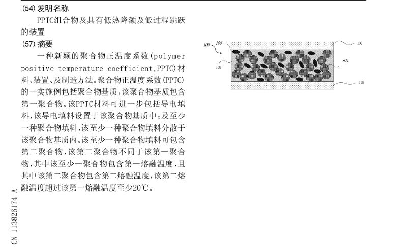 [发明公布] PPTC组合物及具有低热降额及低过程跳跃的装置