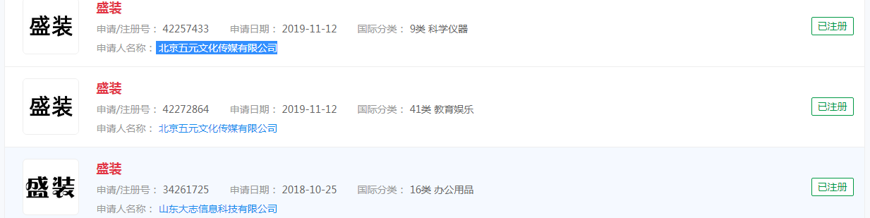电视剧《盛装》商标已注册,商标保护及时 电视剧《盛装》商标已注册,商标保护及时