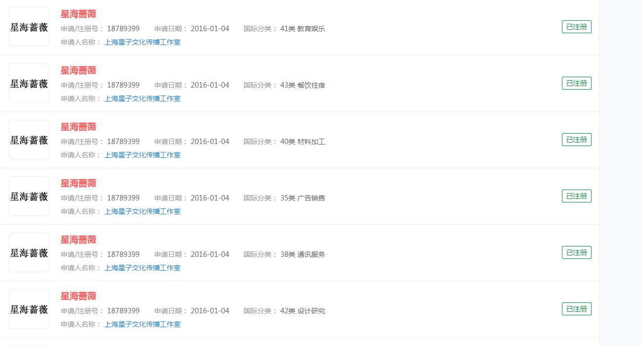 优酷正在热播的《蕨草少女的白日梦》并未申请商标,而原名《星海蔷薇》却已注册商标 优酷正在热播的《蕨草少女的白日梦》并未申请商标,而原名《星海蔷薇》却已注册商标