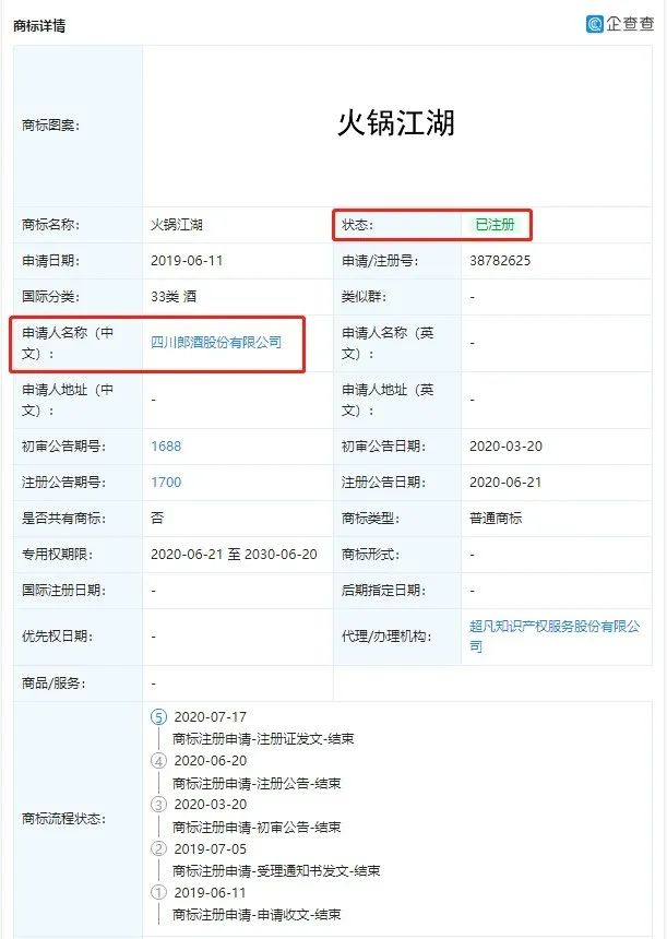 阿里巴巴申请注册“火锅江湖”商标,四川郎酒早已布局